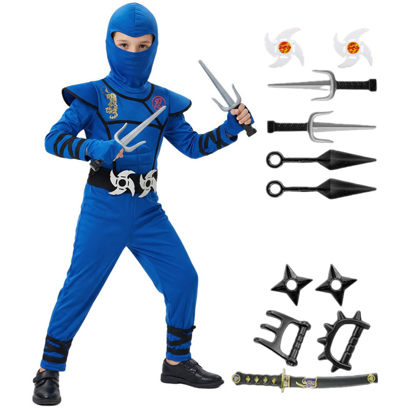 Kids Toys Set - Kostum Ninja Hitam dan Biru untuk